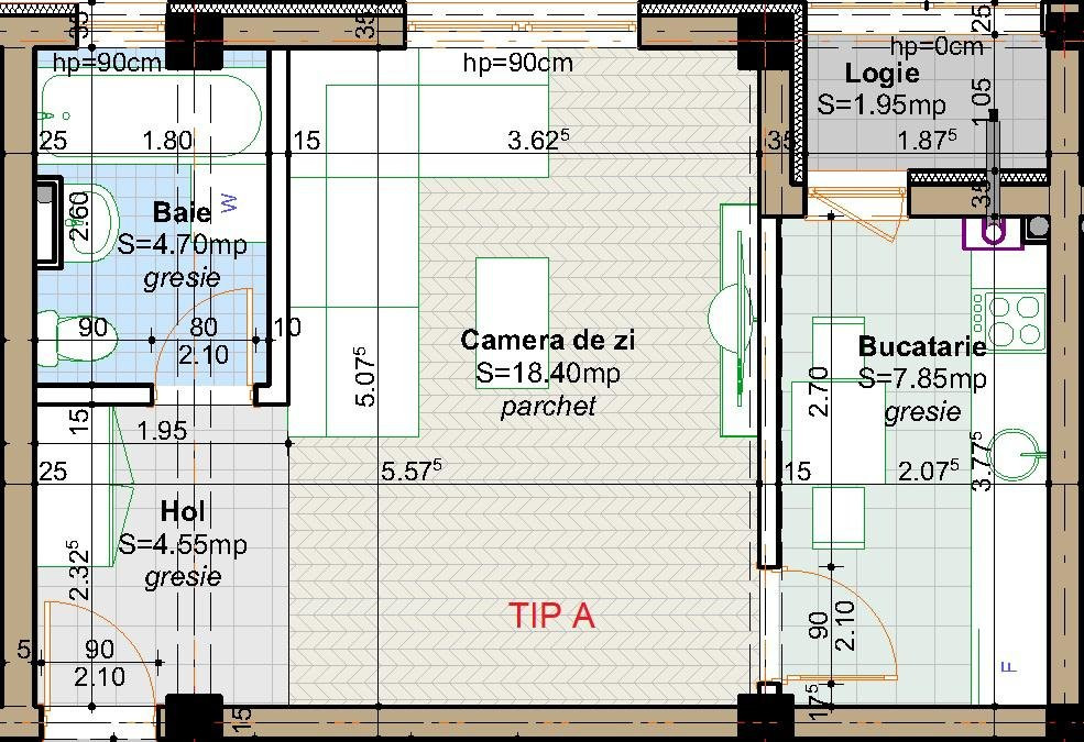 Apartament 1 camera, Iasi, zona Popas Pacurari, 38 mp, baie cu geam, bloc nou 