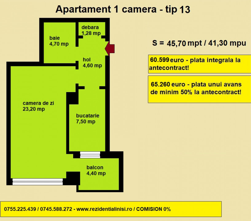 De vanzare apartament nou cu 1 camera, Nicolina Rond Vechi, 45,70 mp 